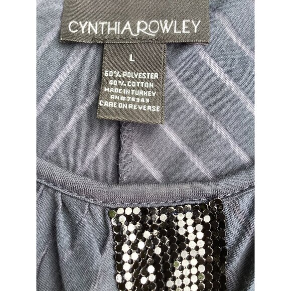 Women's Cynthia Rowley Cold Shoulder Sequins Black Top* Blouse*EUC *Large - Picture 6 of 8